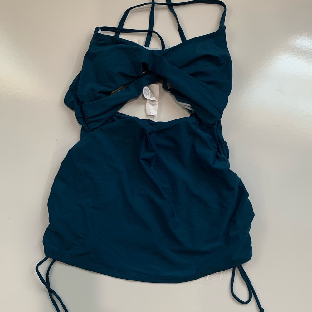 Cupshe Deep Blue Strappy Swimsuit Top NWT size L